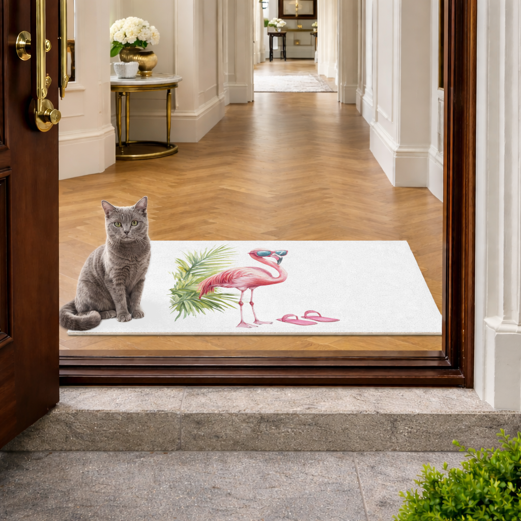 Pink Flamingo with Sunglasses Doormat