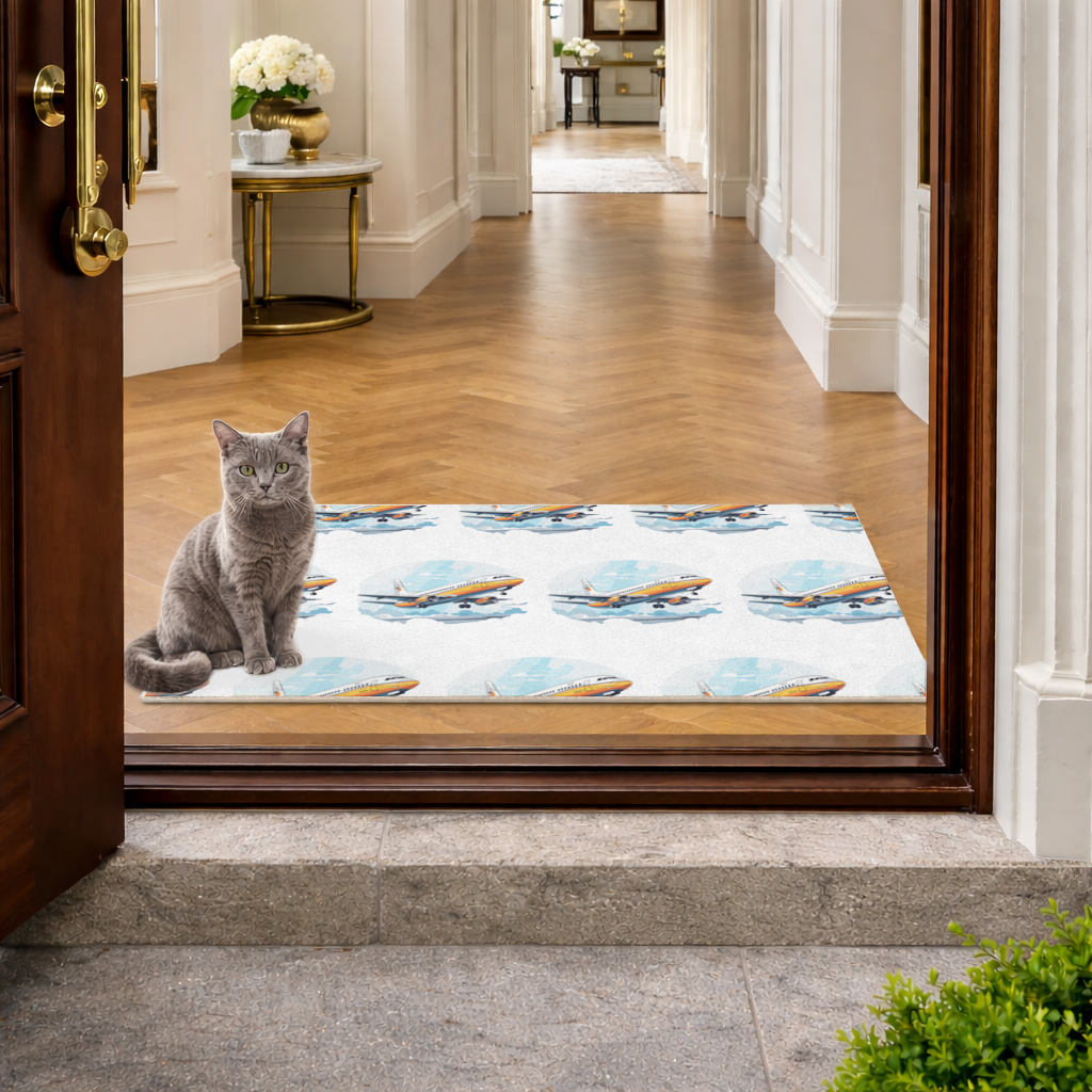 Retro Orange Commercial Airplane Doormat