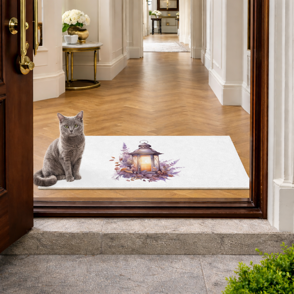 Cottagecore Lavender and Leaves Lantern Doormat