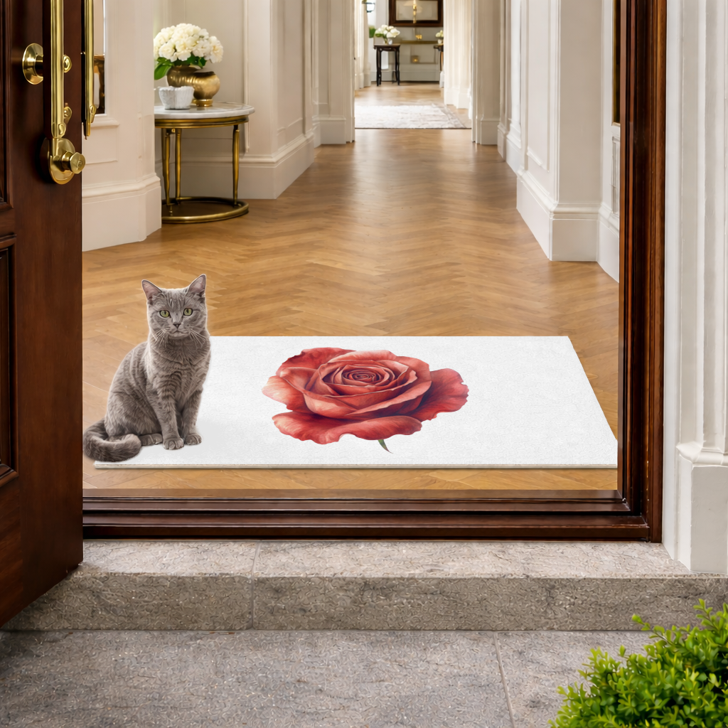 Crimson Red Rose Doormat