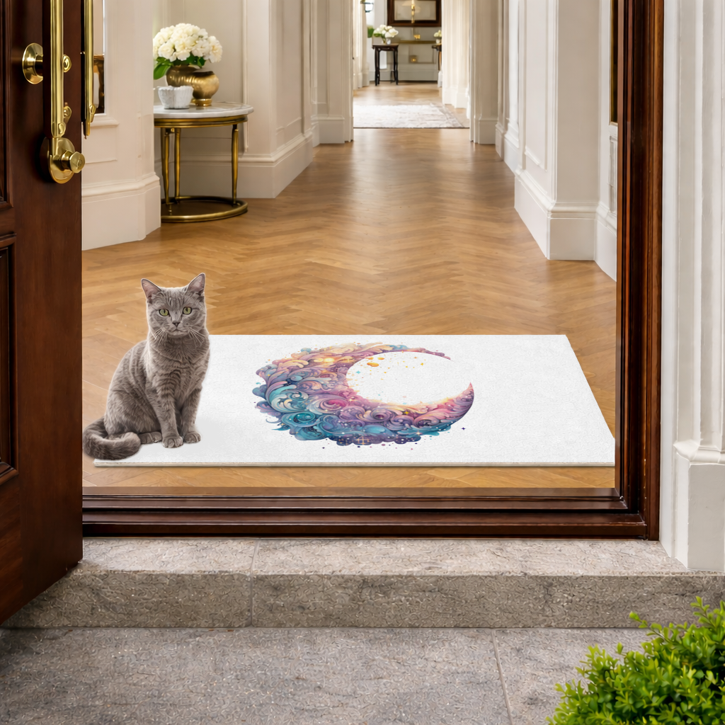 Colorful Swirled Celestial Moon Doormat