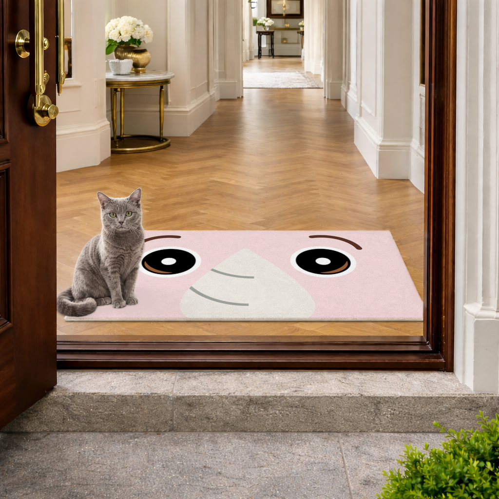 Teddy Bear Pooli-Cute Pink Rhino Gogo Face Doormat