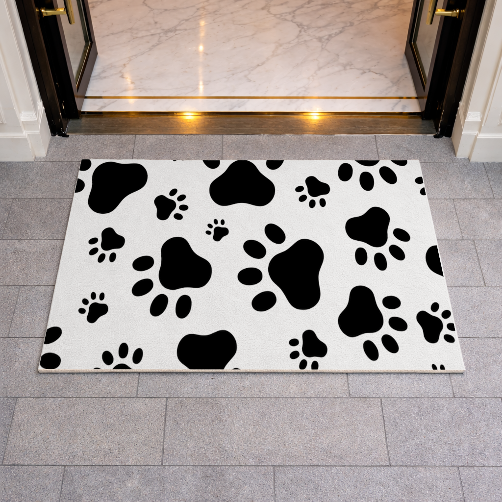 Black and White Paw Pattern Design Doormat