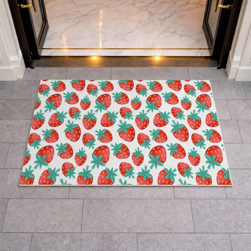 Vibrant Red Strawberry Summer Pattern Doormat