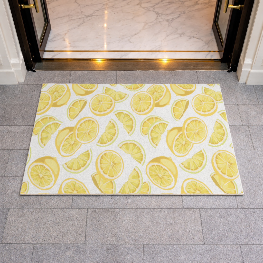 Fresh Lemon Slices Vibrant Summer Pattern Doormat