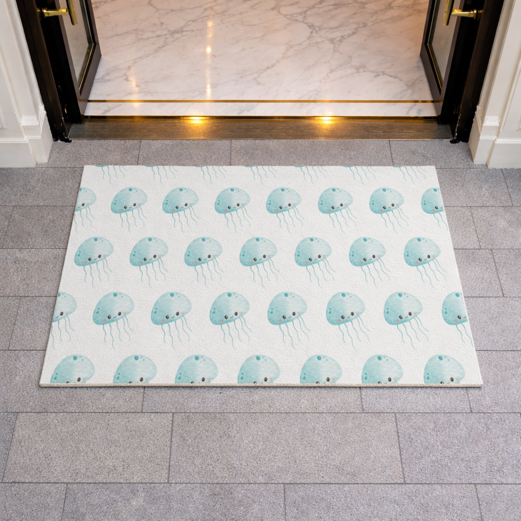 Cute Blue Jellyfish Character Doormat