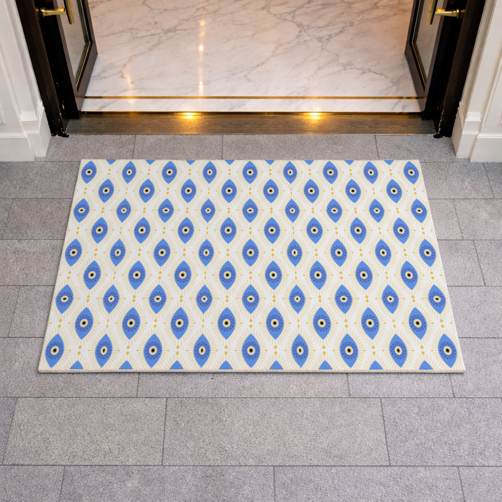 Modern Evil Eye Pattern with Sunburst Rays Doormat
