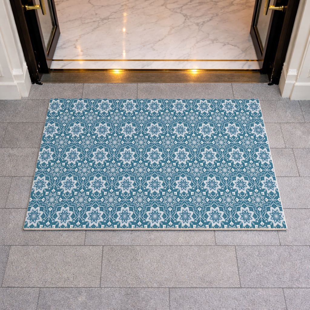 Elegant Blue Mandala Pattern Doormat