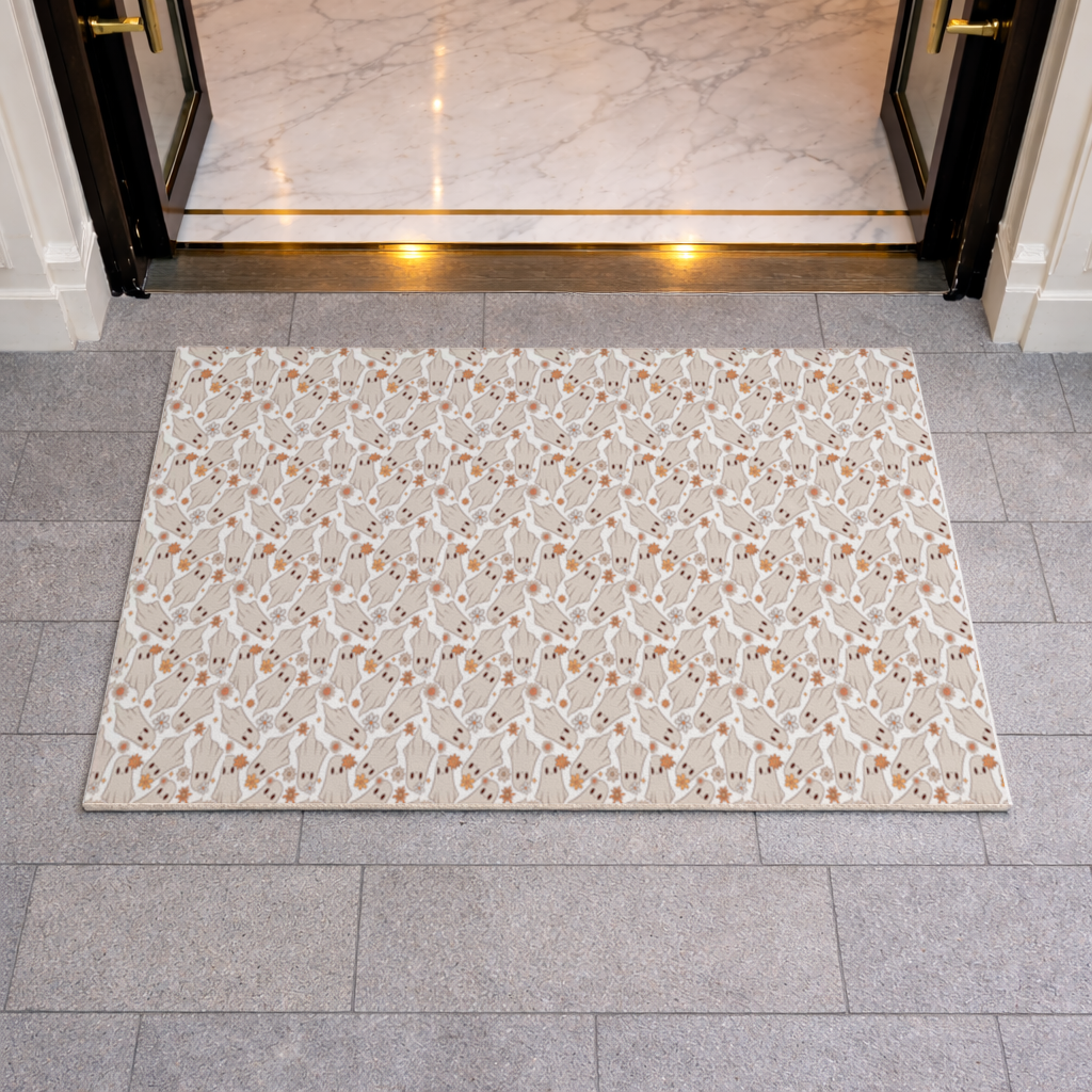 Retro Floral Cute Ghost Seamless Pattern Doormat