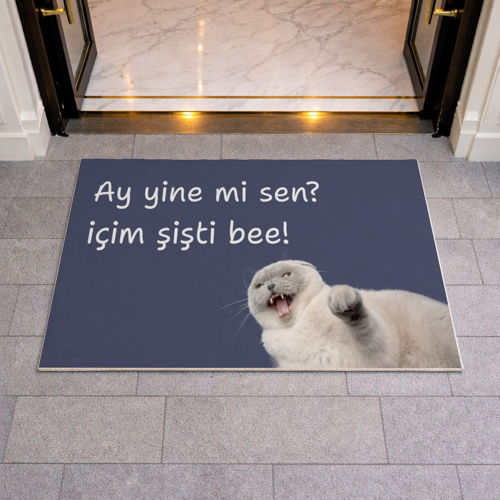 Bıkkın İfadeden Doğan Komik Tasarım Kapı Önü Paspası