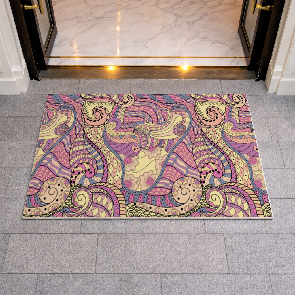 Psychedelic Zentangle Floral Doormat