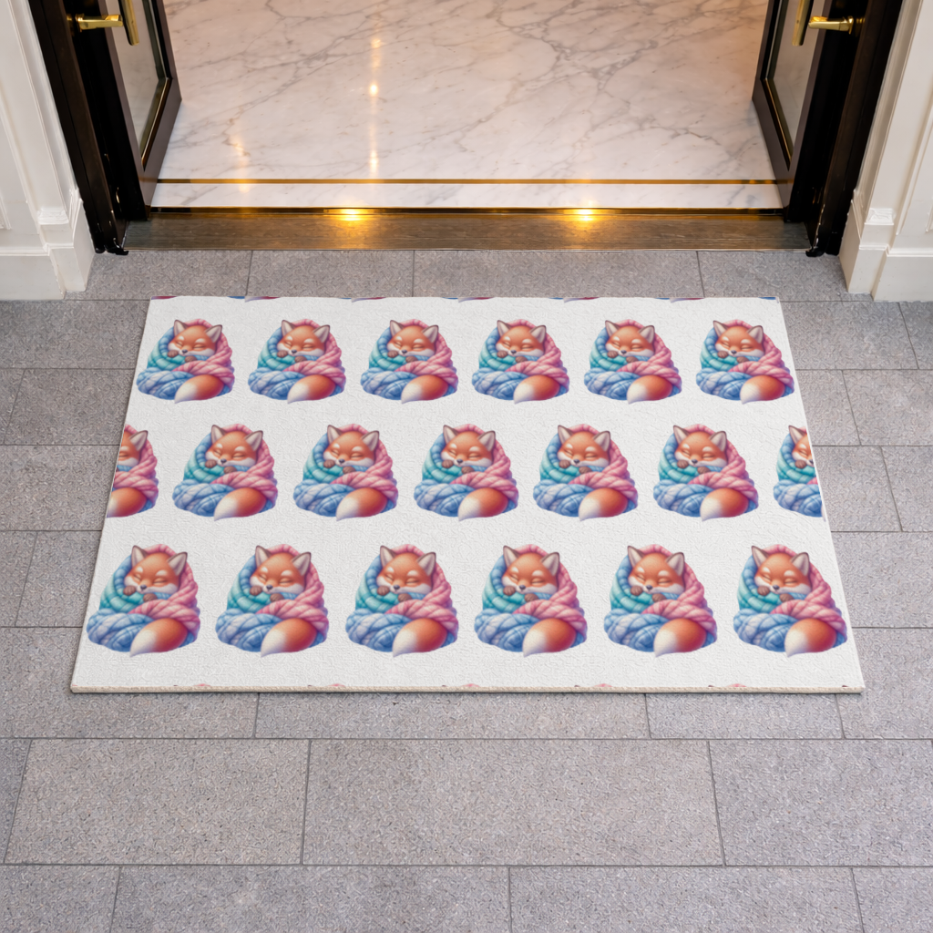Sleeping Fox Knitted Blanket Doormat