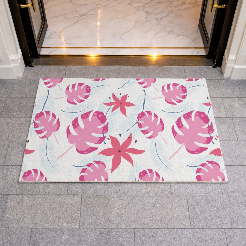 Pink Monstera and Tropical Lily Doormat