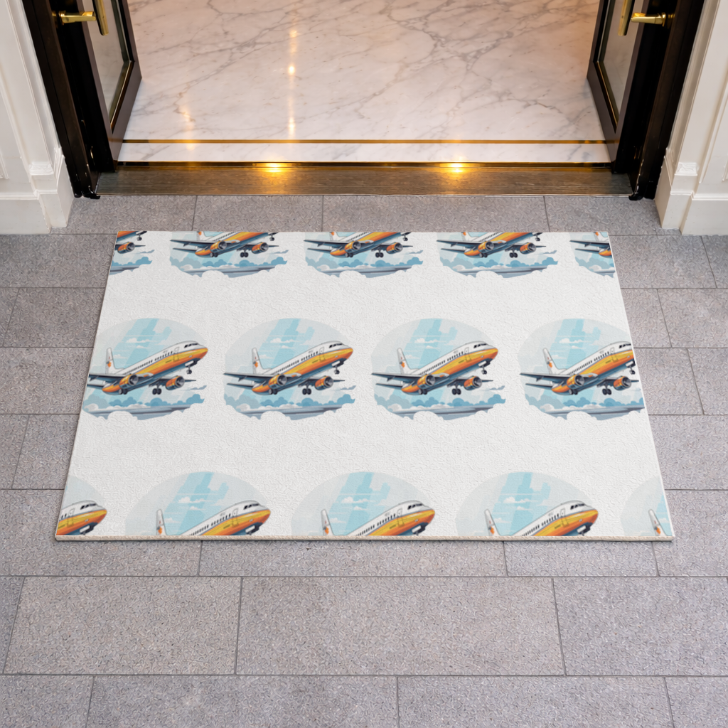 Retro Orange Commercial Airplane Doormat