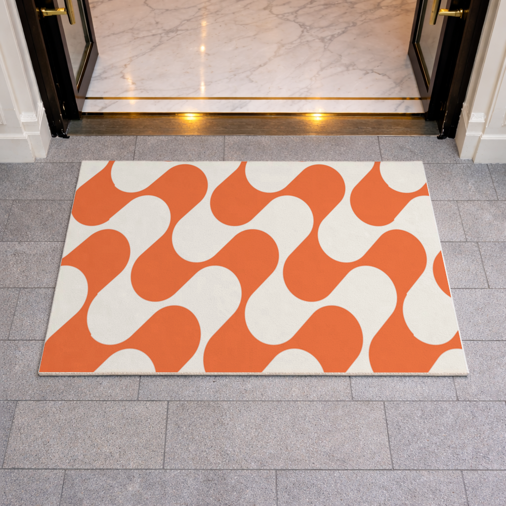 Retro 70s Orange Cream Groovy Curves Doormat