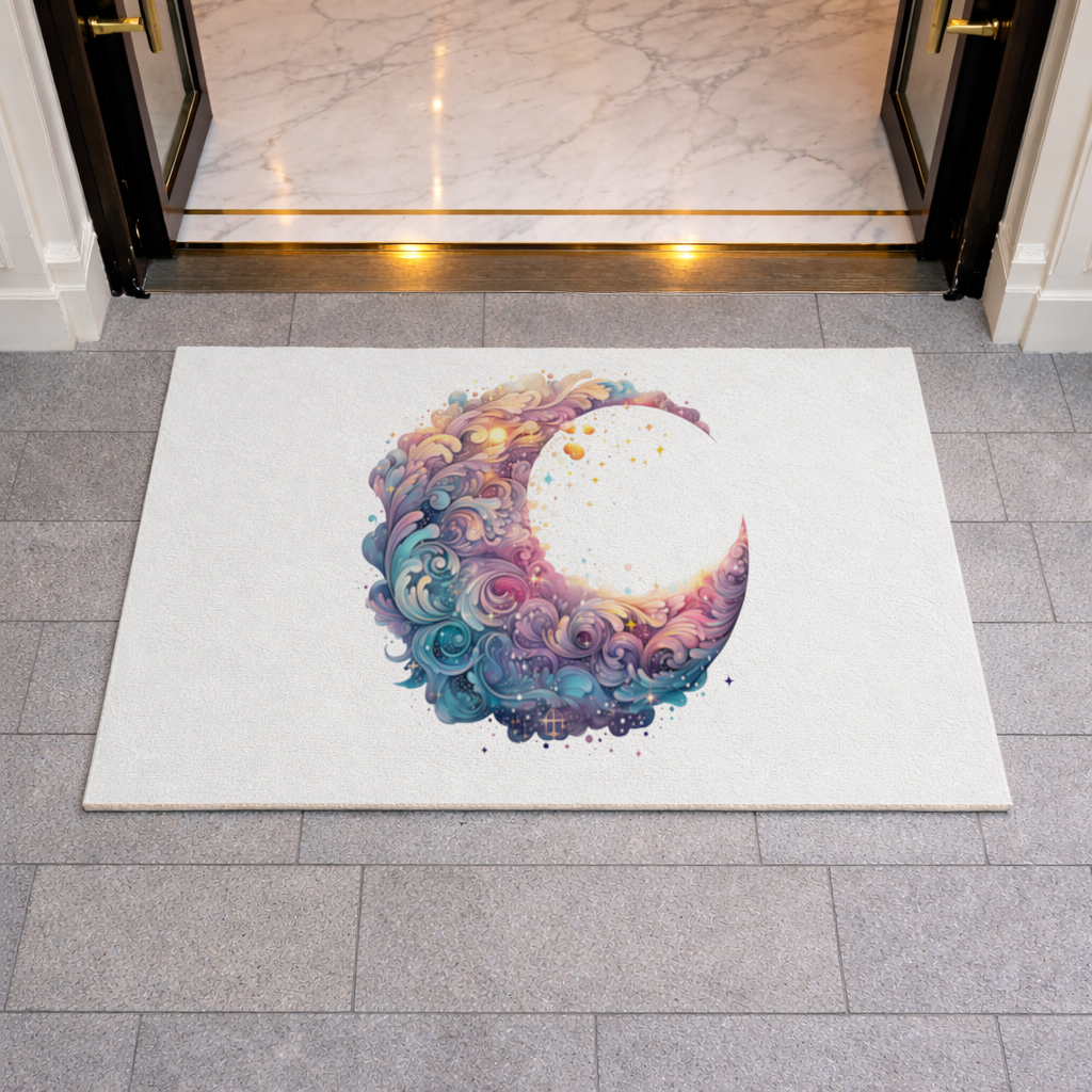 Colorful Swirled Celestial Moon Doormat
