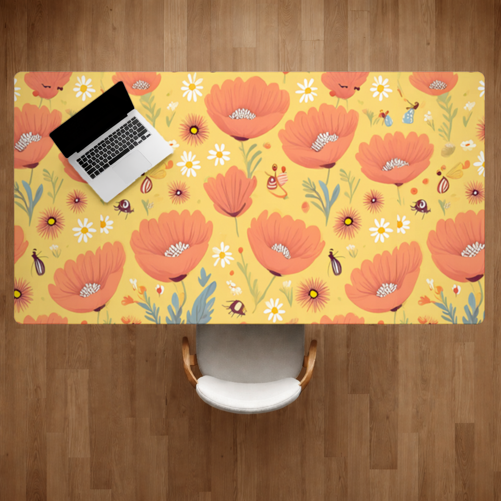 Floral Insect Pattern Colorful Design Desk Pad
