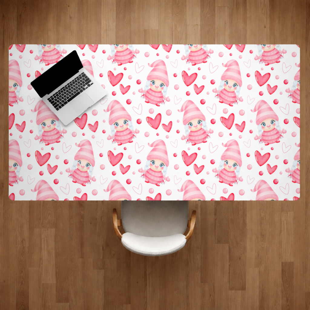 Cute Pink Baby Girl Valentines Day Heart Pattern Design Desk Pad