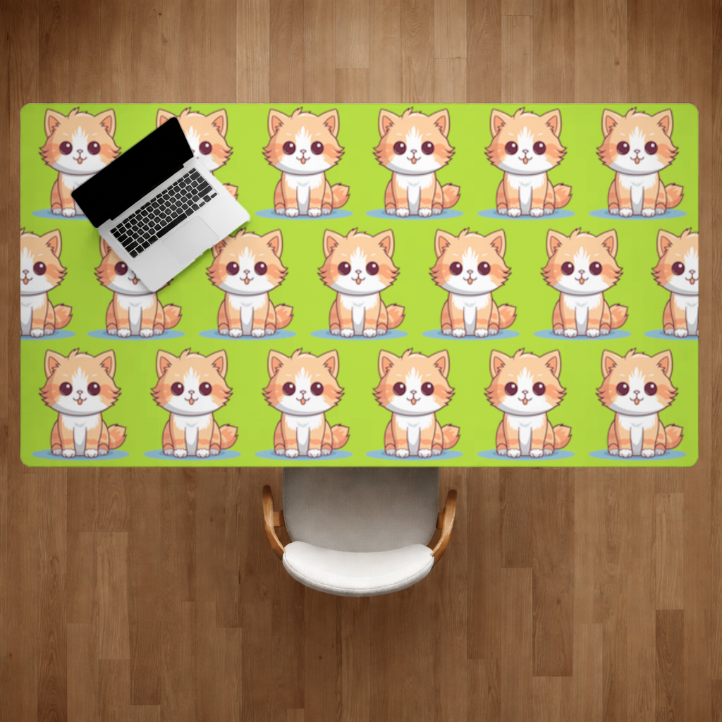 Cute Orange Cat Illustration Desk Pad