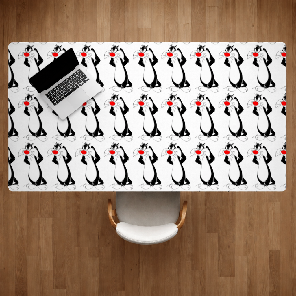 Funny Cartoon Cat Illustration Desk Pad