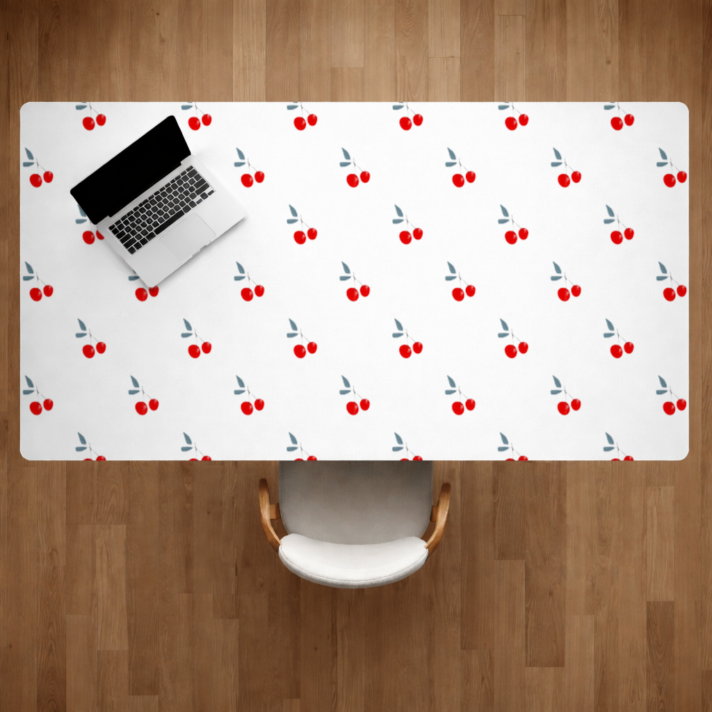 Minimal Cherry Repeat Pattern Background Desk Pad