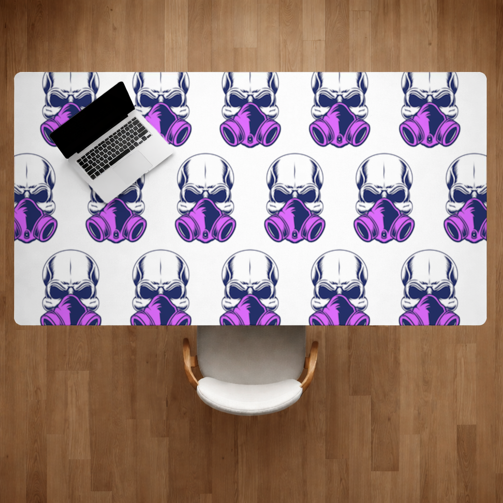 Skull with Gas Mask Illustration Modern and Edgy Design Desk Pad