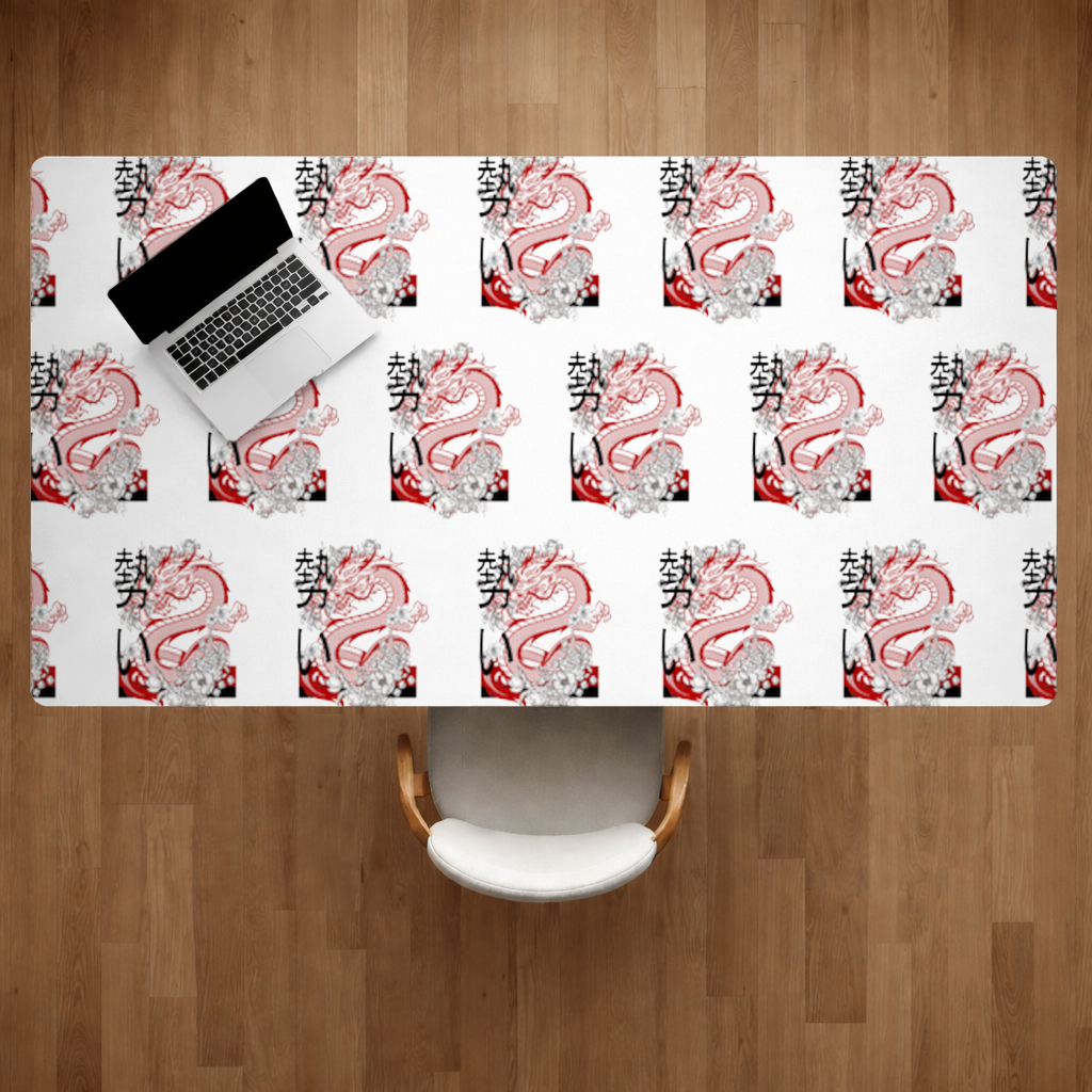 Japanese Dragon with Floral Design Desk Pad