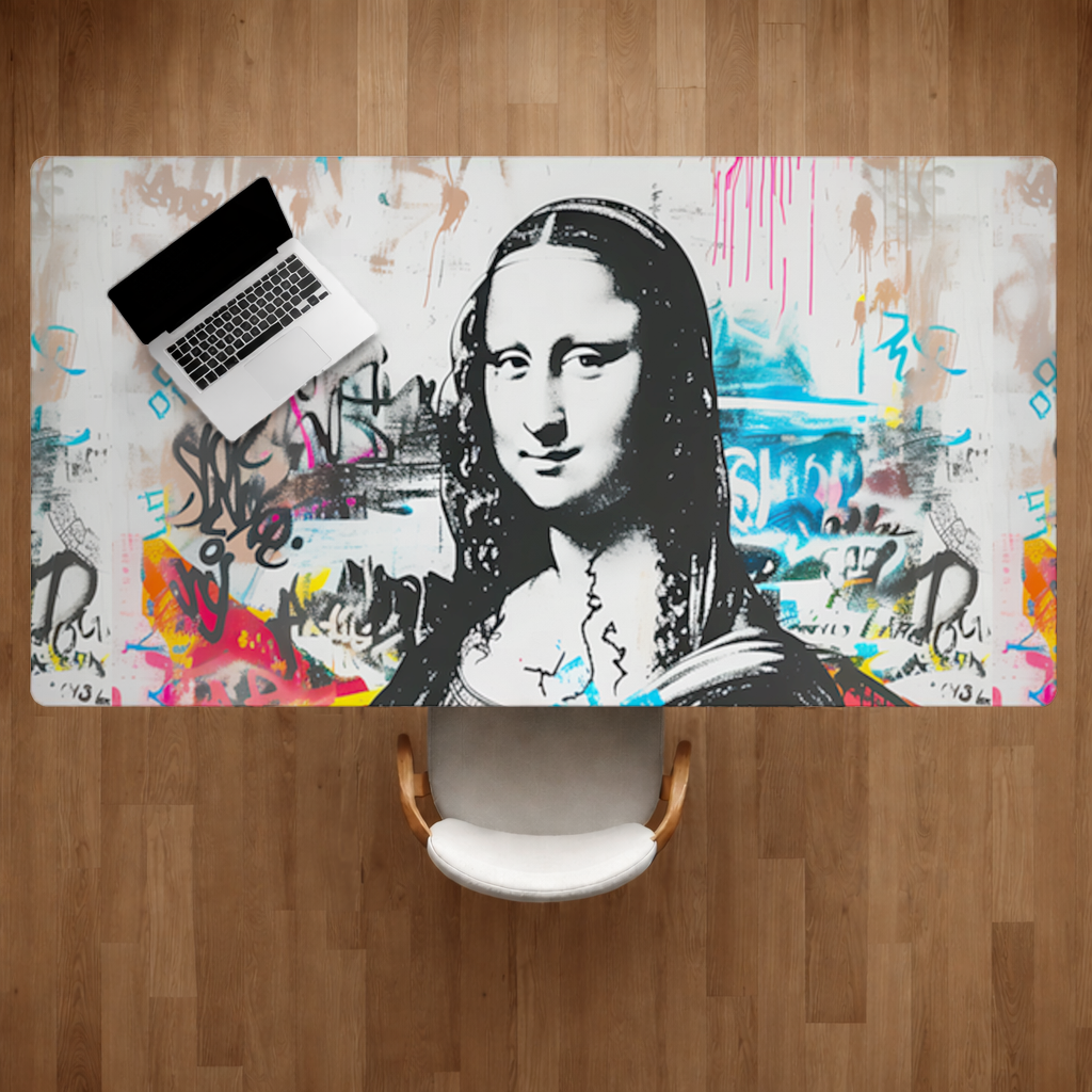 Graffiti Style Modern Mona Lisa Illustration Desk Pad