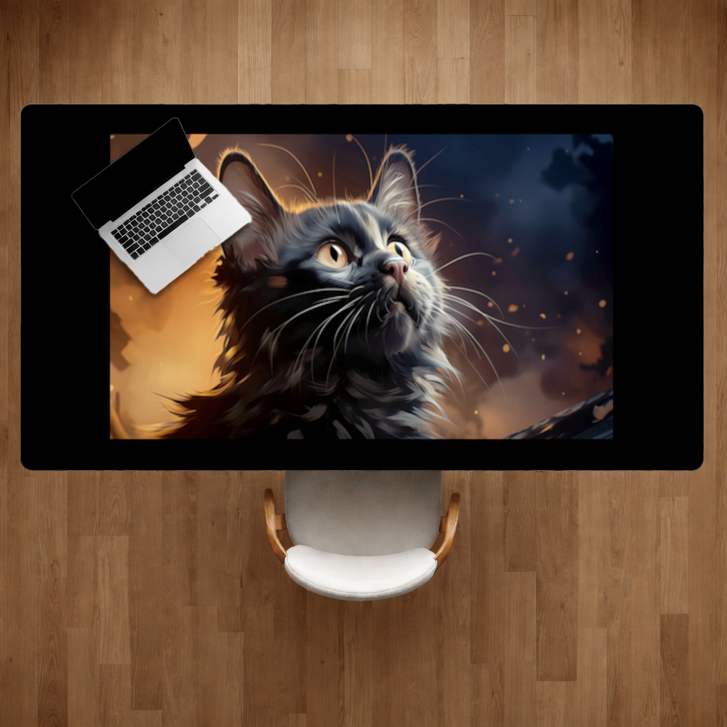 Black Cat Digital Art Desk Pad