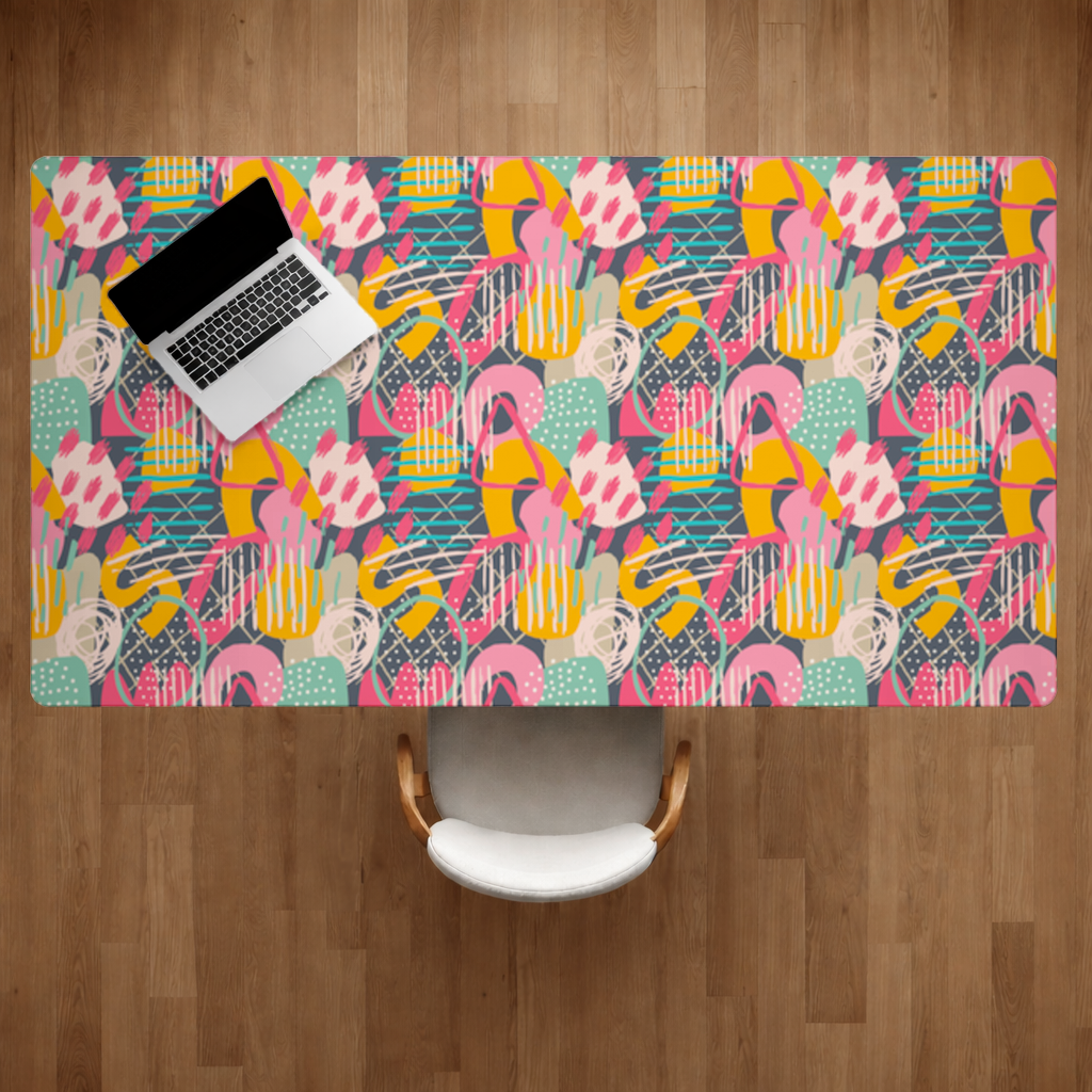 Abstract Geometric Doodle Desk Pad