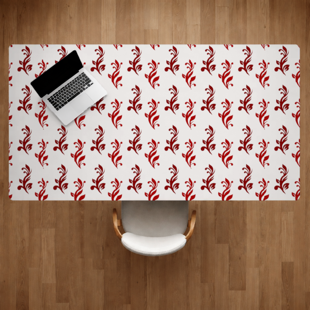 Burgundy Baroque Swirls Desk Pad