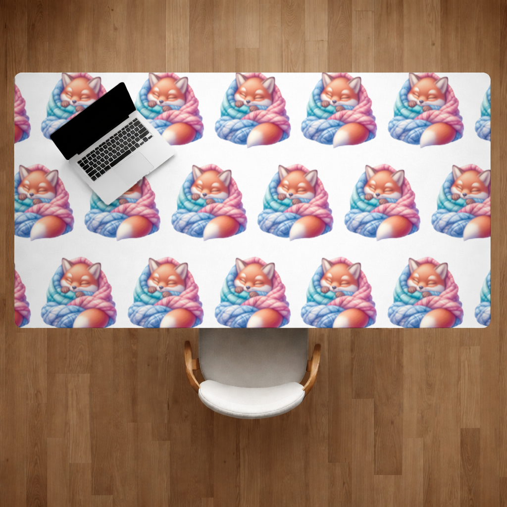 Sleeping Fox Knitted Blanket Desk Pad