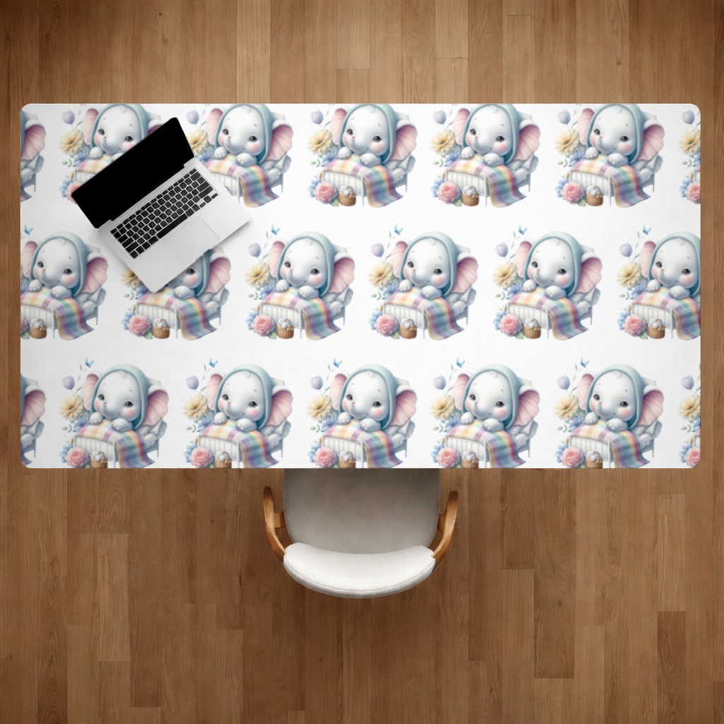 Sleeping Baby Elephant in Bed Desk Pad