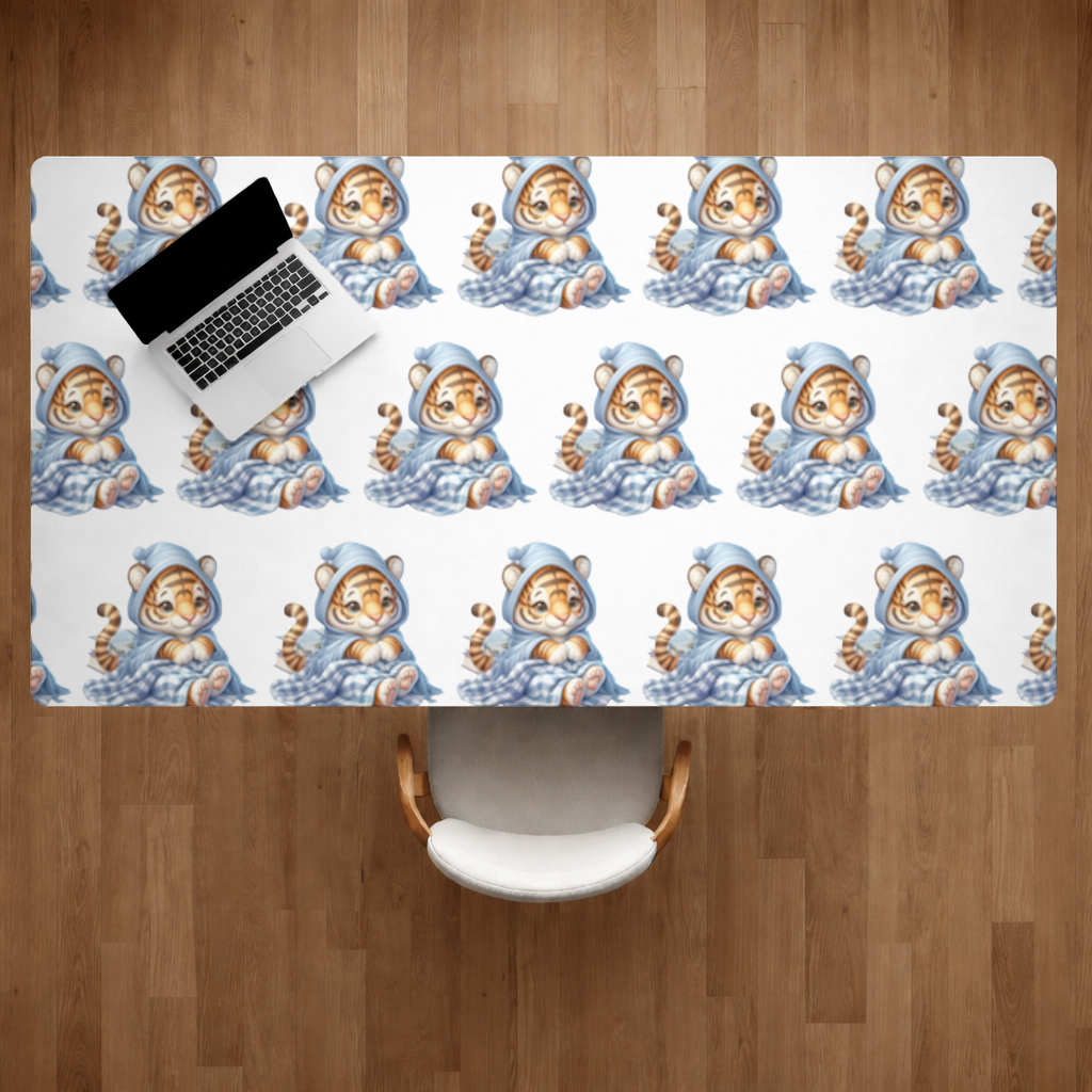 Sleepy Baby Tiger Cub on Books Desk Pad