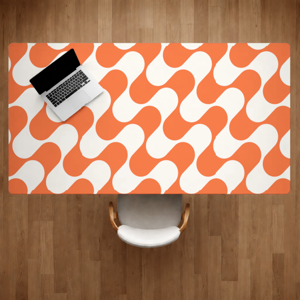Retro 70s Orange Cream Groovy Curves Desk Pad