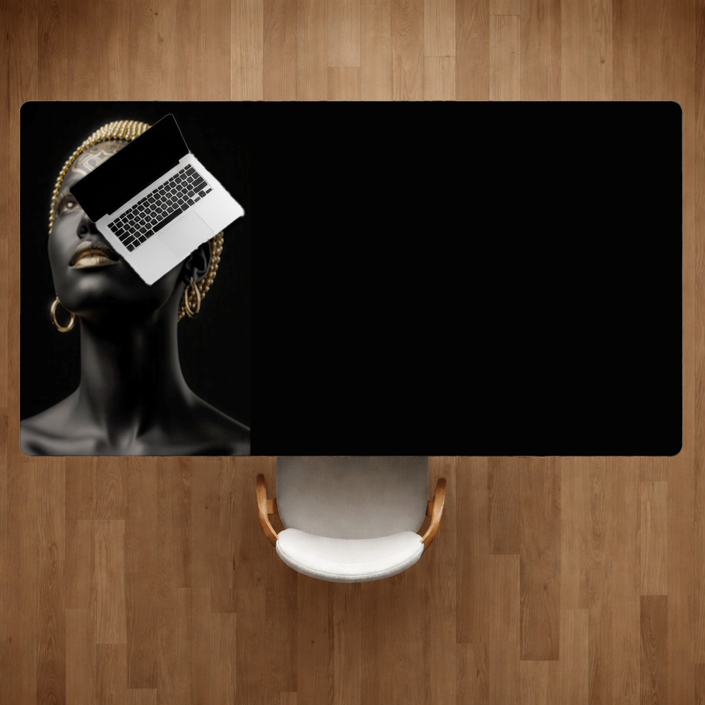 Gold Afrofuturistic Black Woman Desk Pad