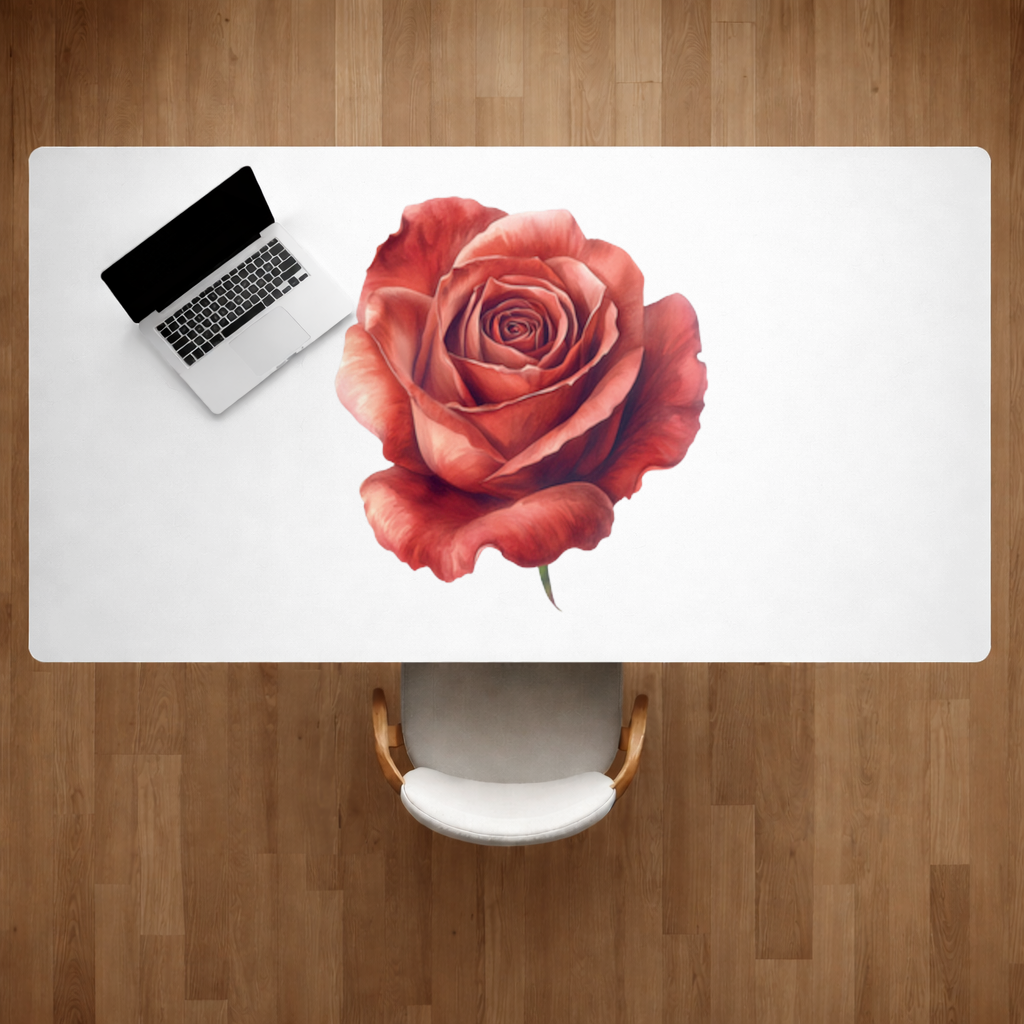 Crimson Red Rose Desk Pad
