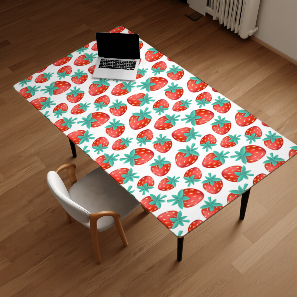 Vibrant Red Strawberry Summer Pattern Desk Pad