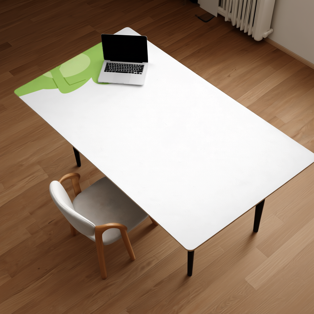 Cute Green Frog Peek-a-Boo Illustration Desk Pad