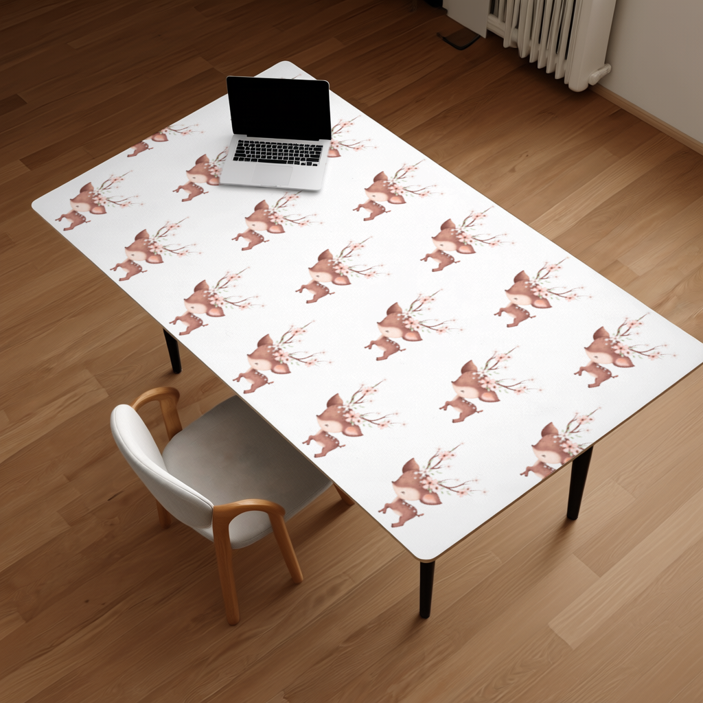 Cute Baby Deer with Floral Antlers Desk Pad