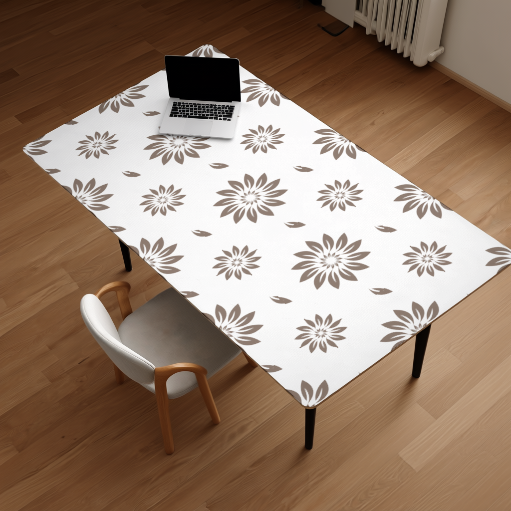 Minimalist Modern Kahverengi Çiçek Deseni Masa Matı