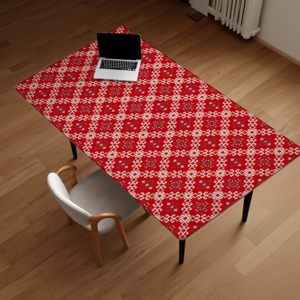 Red Ethnic Embroidery Pattern Desk Pad