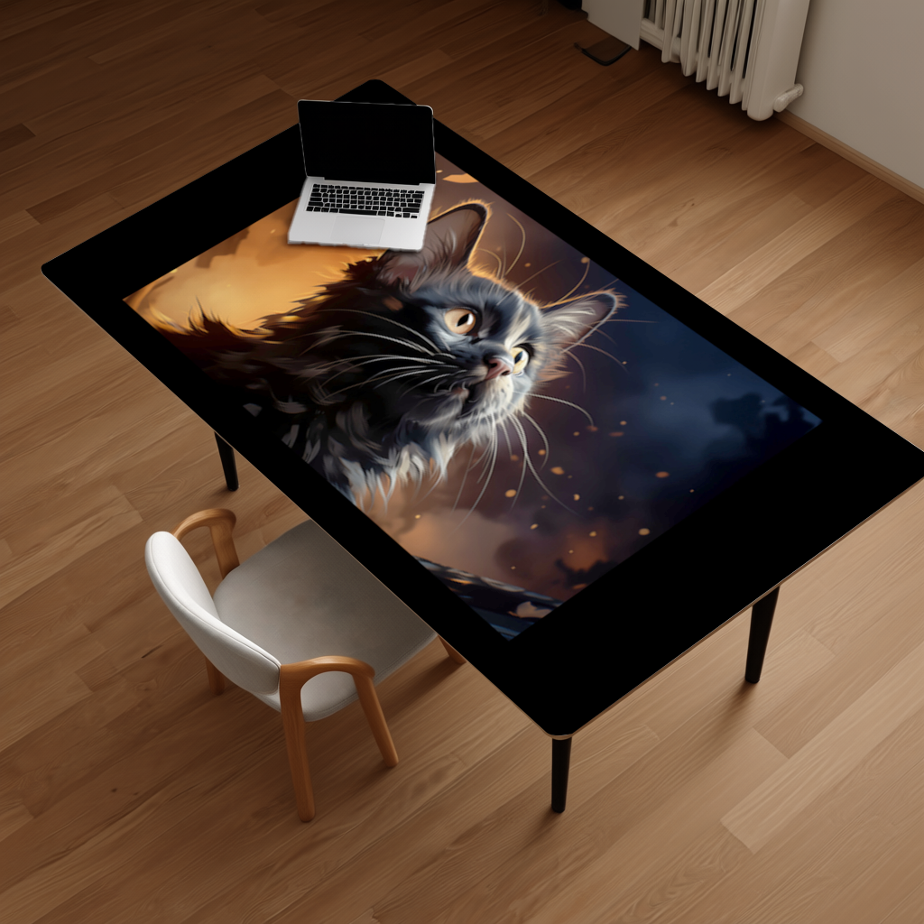 Black Cat Digital Art Desk Pad