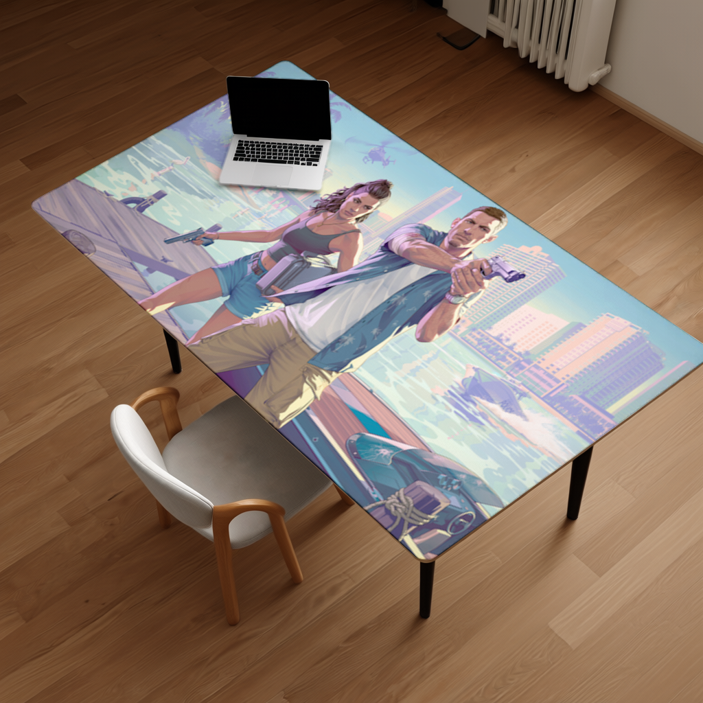 Vice City Showdown Tropical Heist Duo Desk Pad