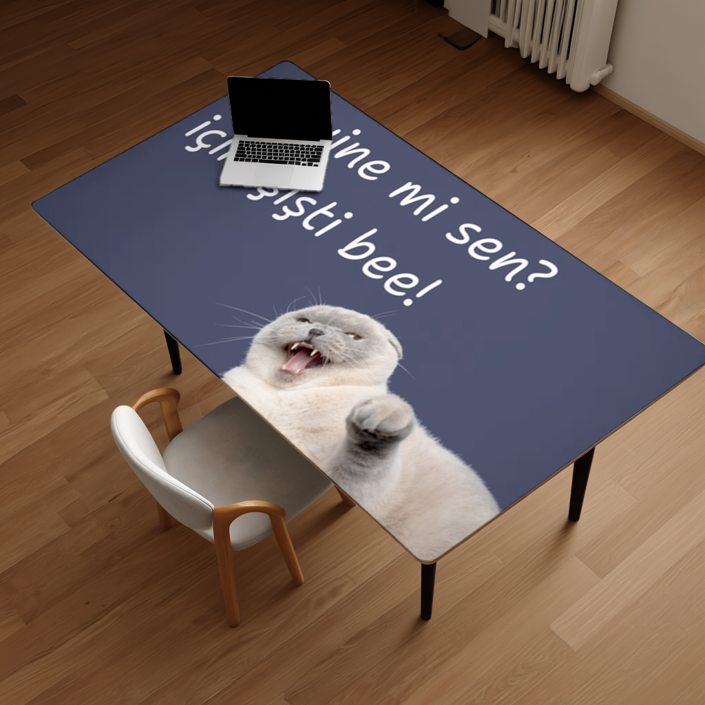Relatable Grumpy Cat with Sarcastic Line Desk Pad
