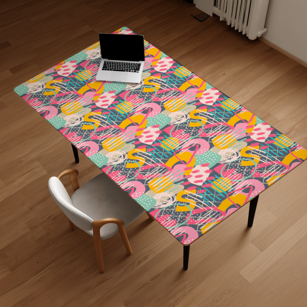 Abstract Geometric Doodle Desk Pad