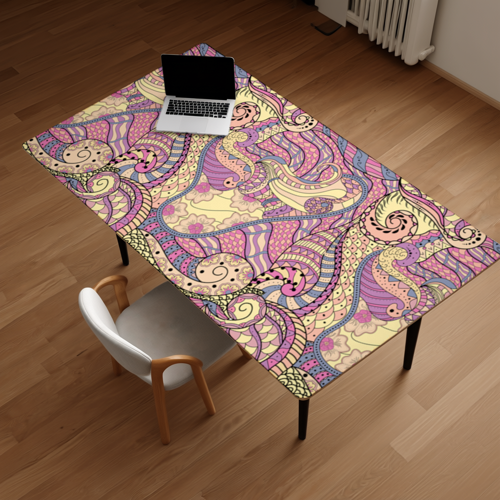 Psychedelic Zentangle Floral Desk Pad