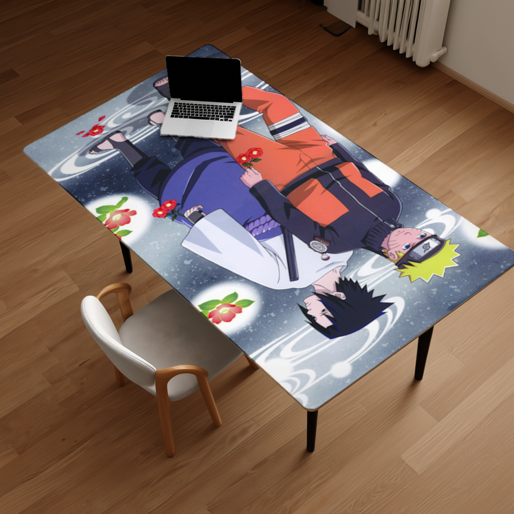 Two Rival Warriors with Red Camellias Desk Pad