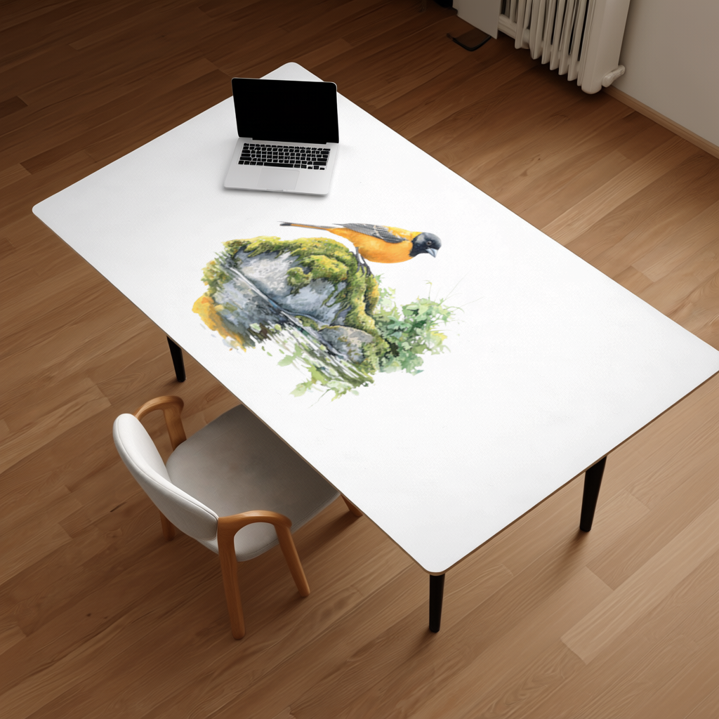Orange Baltimore Oriole Bird Desk Pad