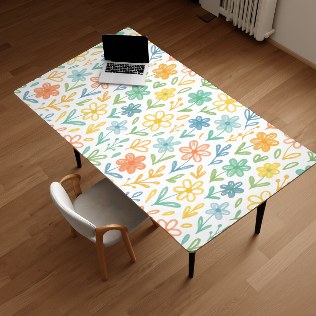 Colorful Boho Wildflowers Desk Pad